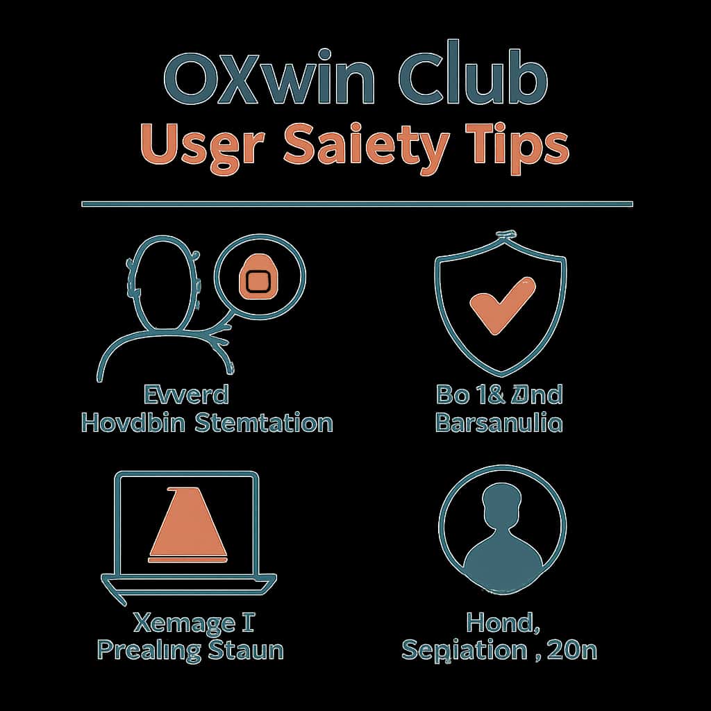An educational illustration on user safety tips for Okwin Club.